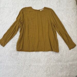 Loft‎ Ruffle Sleeve Long Sleeve Polka Dot Dress Top XL